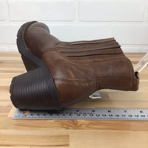 B.O.C. Distressed leather ankle heeled boots brown chunky booties southwestern 9 - Picture 12 of 16